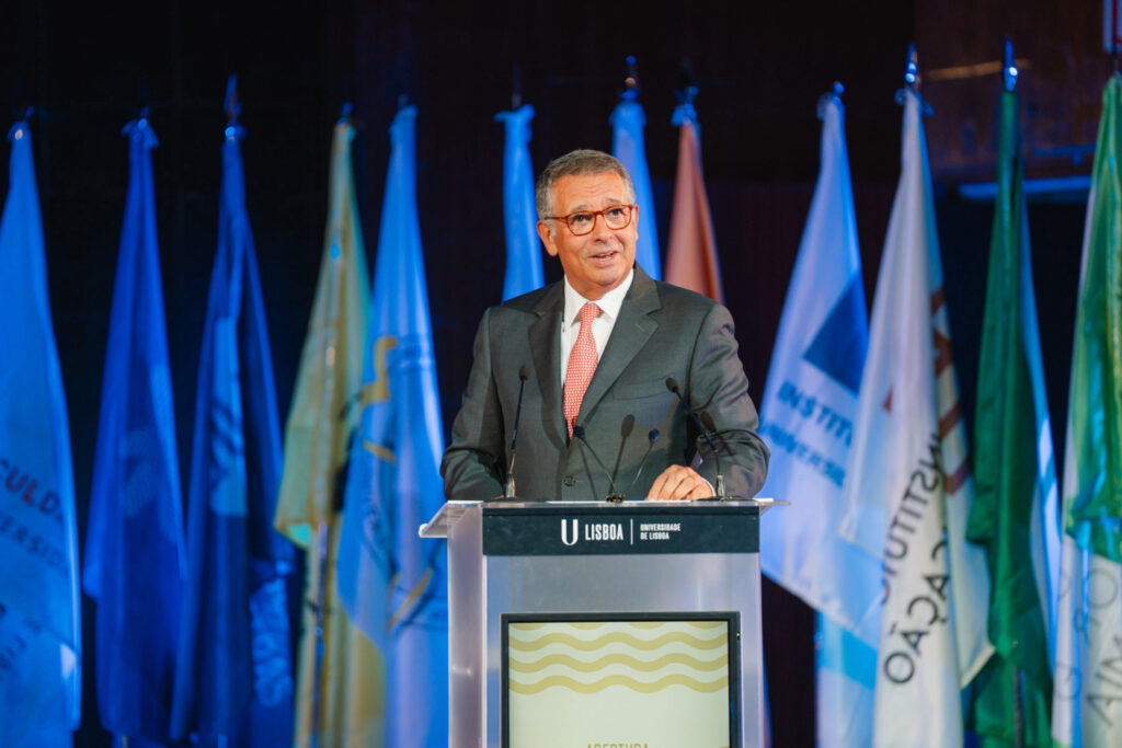 Intervenção na Sessão solene de abertura do Ano Académico 2026-2027 da Universidade de Lisboa. Imagem de Ana Rocha Nené / Presidência da República.