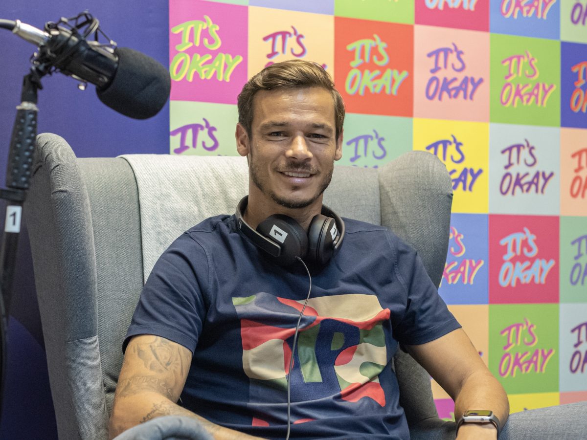 Edgar Costa, jogador do Club Sport Marítimo, na gravação do ITS' OKAY.