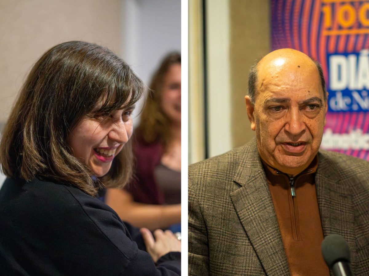 Os médicos Rosa Henriques de Gouveia e Maurício Melim, em março de 2025, na gravação do PEÇO A PALAVRA.