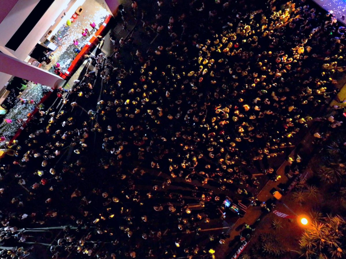 Imagem aérea do Arraial Académico Coral, em setembro de 2023.
