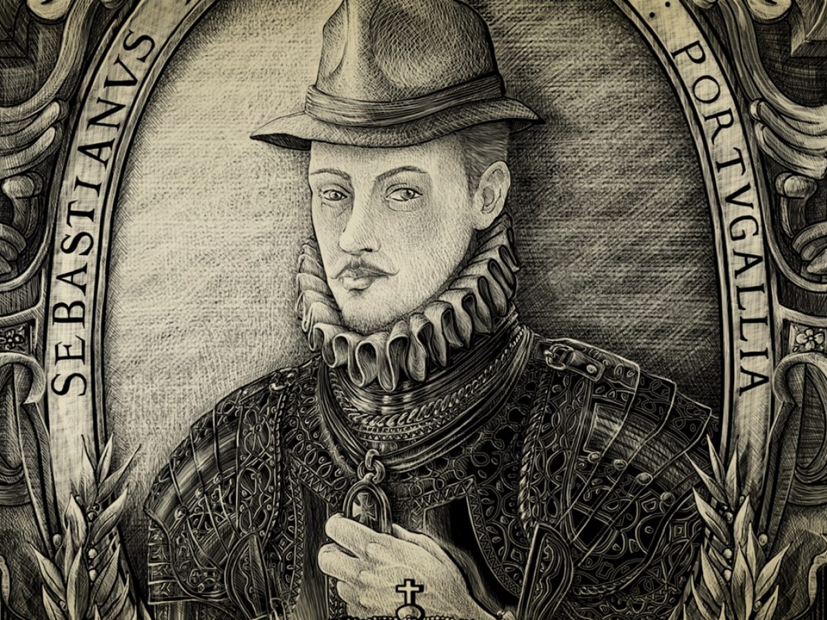 Detalhe da ilustração da obra CHRONICA DE EL-REI D. SEBASTIÃO, publicada por António Brehm.
