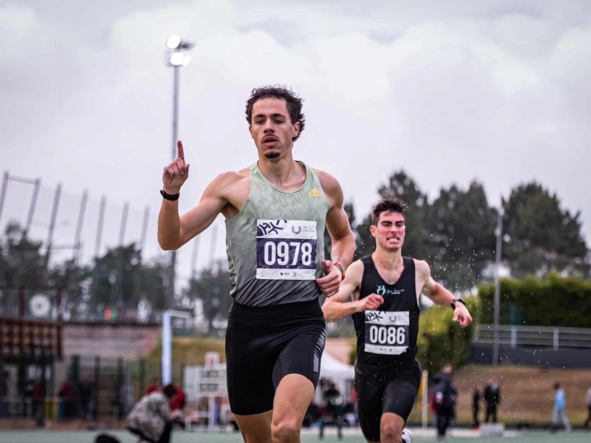 Nuno Pereira, campeão universitário de atletismo, na edição de 2025 dos Campeonatos Nacionais Universitários.